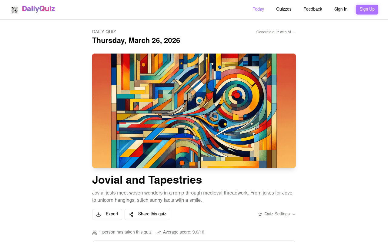 Screenshot of DailyQuiz